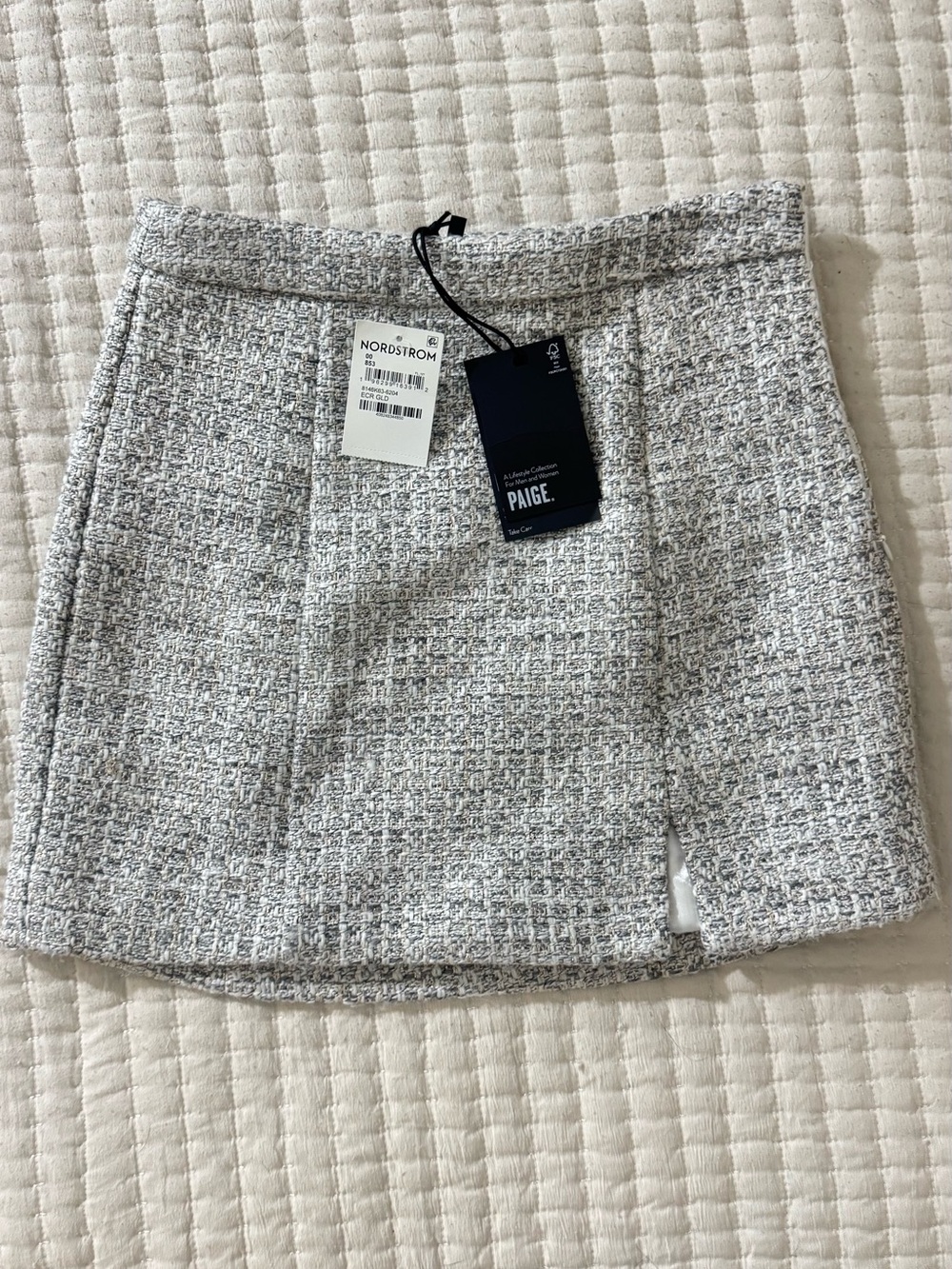 PAIGE Silver-Gray Tweed Mini Skirt